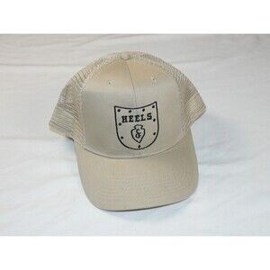 VTG Vintage Snapback Trucker Hat - Beige Cream Off White Heels Logo